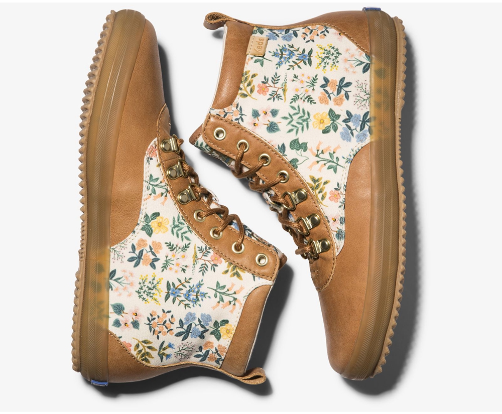 Botas Keds Mujer Marrom - Rifle Paper Co. Scout Cuero Wildflower W/ Thinsulate - 4025-INCJU